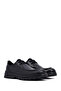 Men's Black Lace-Up Thick Soled Leather Casual Shoes 25Wfd632418 - 3