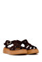 Women's Brown Ankle Buckle Thick Sole Suede Leather Comfort Sandals 26Sfd341610 - 2