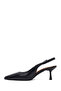 Women's Black Open-Back Heeled Leather Shoes 26Pfd131418 - 4