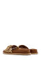 Women's Gold Buckle Straw Leather Slippers 25Sfd5505M7 - 5