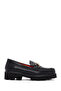 Flex Women's Black Thick Soled Leather Shoes, Masculine Loafer 26Pfd405018