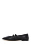 Women's Black Double Buckle Shoes, Stoned Leather Ballerinas 26Pfd140518 - 3