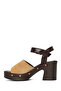 Women's Beige Ankle Buckle Thick Heeled Suede Leather Sandals 26Sfd240310 - 3