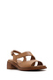 Women's Tan Ankle Buckle Short Heeled Leather Sandals 26Sfd340818 - 7