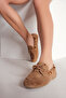 Women's Tan Accessory Detailed Suede Shoes, Leather Loafer 26Pfd202110 - 2