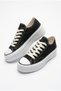 A Quality Black Women's Thick Sole Sneaker Linen - 3