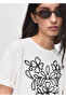 Flower Embroidered Cotton T-Shirt - 6
