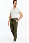 بنطال رياضي رجالي بجيب سحاب من قماش المظلة باللون الكاكي - 8