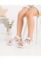 Girls' Sandals Comfortable Lightweight Orthopedic Soft Sole Hook and Loop Children's Wedding Shoes - 5