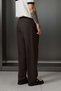 Men's Baggy Fit Belt Detailed Gabardine Fabric Trousers Dark Brown - 7