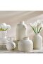 Roa Ceramic Ribbed Decor Vase 17.3x17.3x16.2cm - Beige - 4