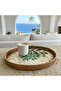 Nabil Handmade Mosaic Rattan Serving Tray – Bohemian Decorative Coffee and Presentation Tray - 2