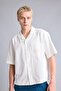 100% Cotton Boxy Fit Apaş Collar Short Sleeve Ecru Shirt H6319Ax26Sm - 5