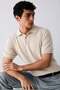 Men's Beige Overfit Short Sleeve Polo Neck T-Shirt 7029