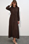 2144 Hakim Collar Hijab Dress - F.Brown - 3