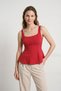 Red Zero Sleeve U-Neck Blouse 2786 - 2