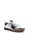 Genuine Leather Women's Silver Brown Color Stylish Sneakers Shoes - 2