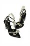 Black Satin Fabric Stone-Embellished Women's Heeled Shoes K654051204 - 7