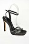 S 569612504   Black Fabric High Heeled Women's Evening Dress Shoes - 7