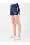 Navy Blue Embroidered Detailed Mini Shorts with Elastic Waist - 4