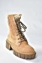 Camel Suede Thick Sole Women's Shearling Boots N820171002 - 5