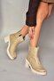 T 726911102   Beige Suede Thick Heeled Women's Boots - 4