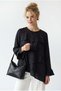 4850 Women's Flounce Asymmetrical Cut Draped Blouse Black - 3