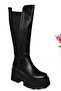 R820060709 Black Thick Soled Women's Boots with Rubber Detail on the Back - 8