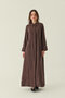Shirt Collar Lace Piece Dress Brown