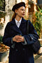 Pens Detailed Double-Breasted Coat Dark Navy Blue - 2