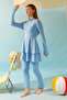 Layered Skirt Swimsuit Set Baby Blue - 3