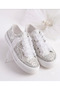 Girl's Silver Color Stone Lace up Stylish Shoes