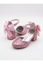 Girls' Pink Color Shiny and Glittery Comfortable Heel-Stylish Dressy Shoes - 3