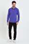 Men's Shirt Collar Long Sleeve Pique T-Shirt Purple - 4
