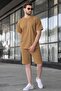 Cappuccino Overfit Printed Men's Shorts T-Shirt Suit E7302