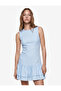 Slim Fit Linen Blend Sleeveless Crew Neck Layered Mini Dress - 3