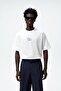 Crew Neck Palm Printed Oversize White Men's T-Shirt - 2