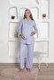 Hearted Pregnant Women's Button-Front Long Sleeve Transitional Waist Adjustable 100% Cotton Pajama Set - Wide Fit - 3