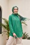 Long Buttoned Back Poplin Shirt - Green - 3