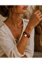 Lucky Evil Eye Beaded Leather Bracelet with Golden Elephant Figure
