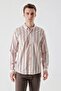 Men's BROWN Cotton Flam Paneled Pattern Slim Fit Shirt