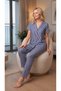 Women's Summer Striped Ladybug Viscose Buttoned Pajama Set |   Stylish Model 780-120 - 3