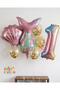 Mermaid 1 Year Old Tail Foil Balloon Set Mermaid Concept Birthday Set Age Balloon Set