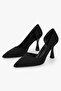 Women's Lucas Black Leather Asymmetrical Cut Heeled Shoes Stiletto - 4