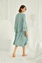 18470 Women's Light Green Strap Maternity Homewear Dressing Gown Set with Breastfeeding Feature - 6