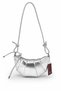 Rope Pendant Detailed Faux Leather Bohemian Croissant Style Vera Women's Crossbody Bag Silver
