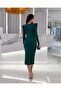Sandy Senek Fabric V-Neck Drawstring Detail Evening Dress 582791 Emerald - 3
