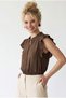 4921 Women's Flounce Collar Jacquard Peplum Blouse Brown - 2