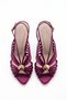 Taran Plum Satin Open Buckled Detail Cage Style Women's Heeled Shoes - 5