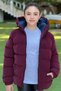 Girl's Hooded Pocket Waterproof Nova Fabric Winter Coat Km4011 - 3